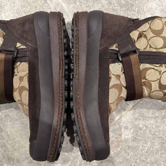 Coach Mariette Winter Snow Boot Women Sz 6.5 A7185 Canvas Suede Fur Trim Leather - Picture 8 of 11